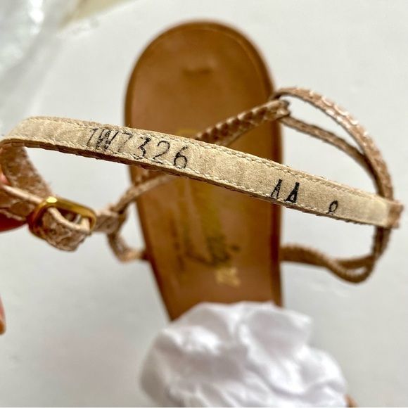 BALENCIAGA Custom Originals Tan Ankle Strap Open-toe Heels Sandals Size 8 AA - Picture 8 of 15